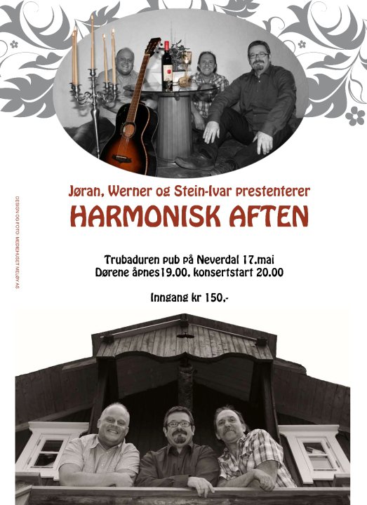 Tre harmoniske herrer er gjester i Fradagskveld 14. mai